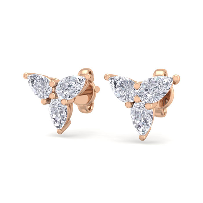 1/2 Carat Pear Shape Diamond Cluster Earrings in 14K Rose Gold (1 gram),  by SuperJeweler