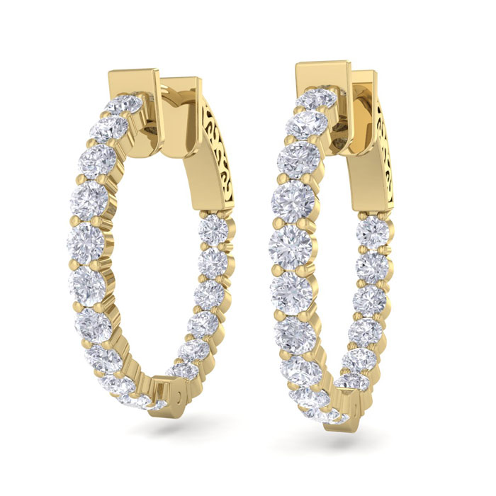 2 Carat Diamond Hoop Earrings in 14K Yellow Gold (5.60 g), 3/4 Inch,  by SuperJeweler