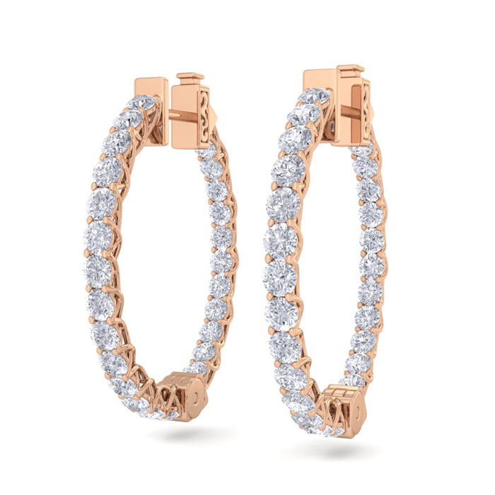 3 Carat Diamond Hoop Earrings in 14K Rose Gold (7 g), 3/4 Inch,  by SuperJeweler