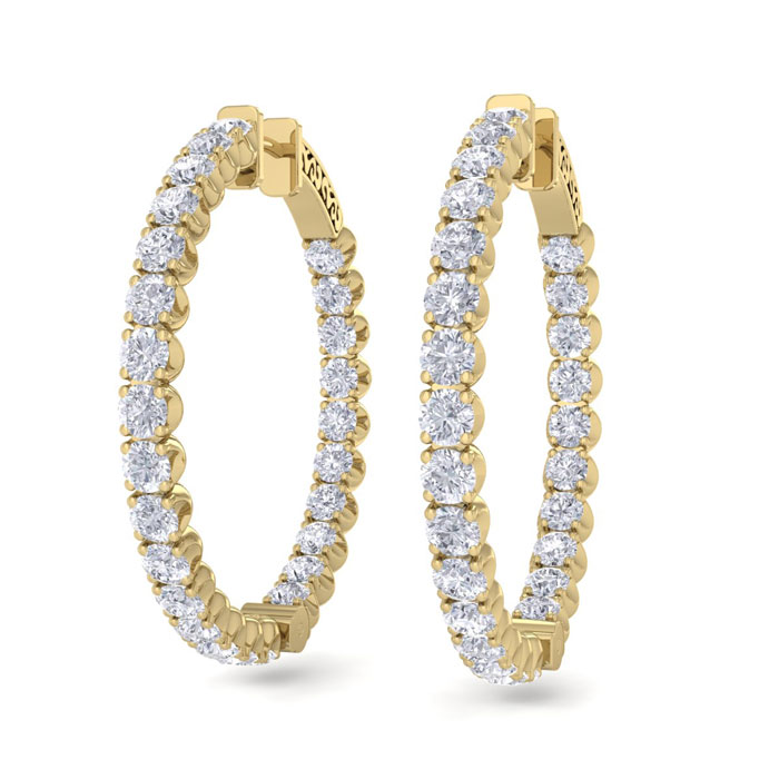 5 Carat Diamond Hoop Earrings in 14K Yellow Gold (14 g), 1.5 Inches,  by SuperJeweler