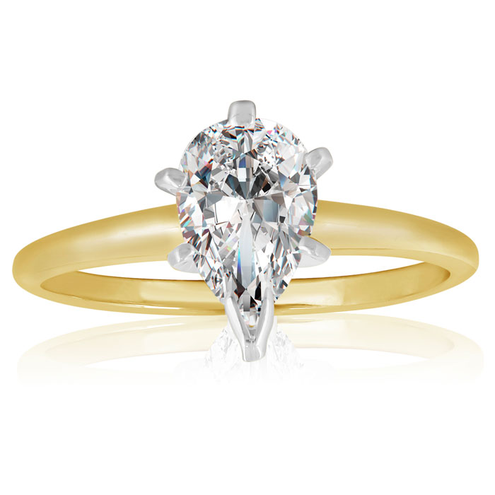 1 Carat Pear Diamond Solitaire Ring in 14K Yellow Gold (  SI2-I1)  Size 8 by SuperJeweler