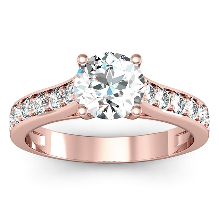 1.5 Carat Round Shape Moissanite Engagement Ring in 14K Rose Gold (3.70 g), E/F Color, Size 4 by SuperJeweler