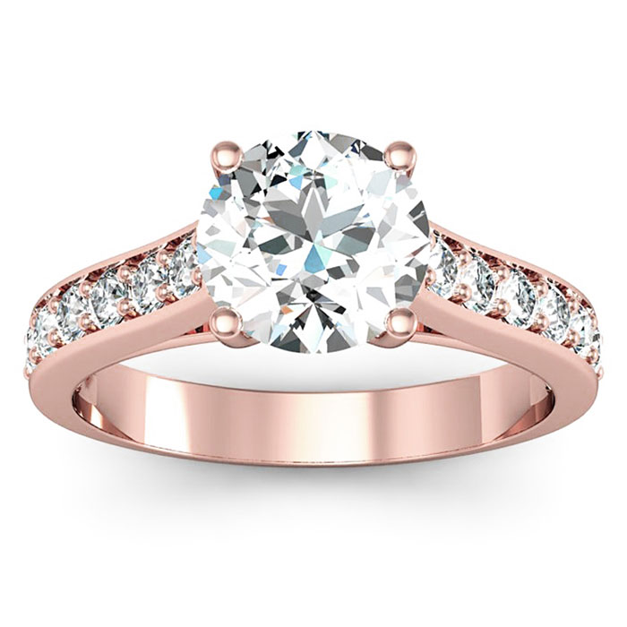 2 Carat Round Shape Moissanite Engagement Ring in 14K Rose Gold (4 g), E/F Color, Size 4 by SuperJeweler