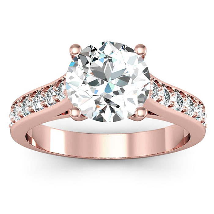 2.5 Carat Round Shape Moissanite Engagement Ring in 14K Rose Gold (4 g), E/F Color, Size 4 by SuperJeweler