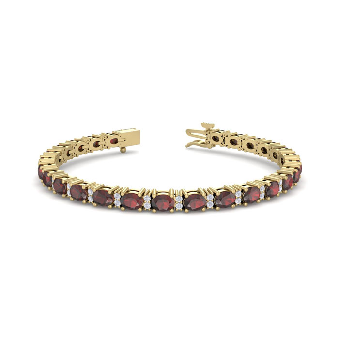 5 3/4 Carat Oval Shape Garnet & Diamond Bracelet in 14K Yellow Gold (10 g), 7 Inches,  by SuperJeweler