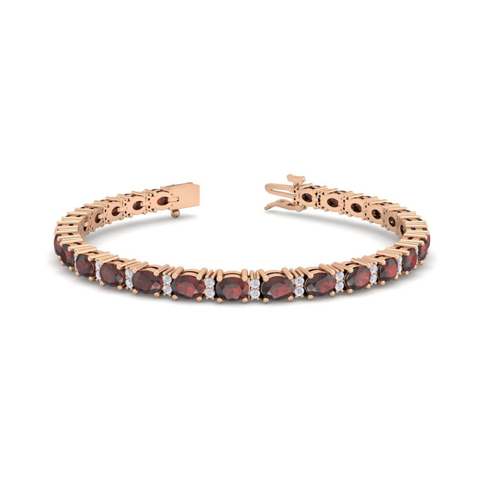 5 3/4 Carat Oval Shape Garnet & Diamond Bracelet in 14K Rose Gold (10 g), 7 Inches,  by SuperJeweler