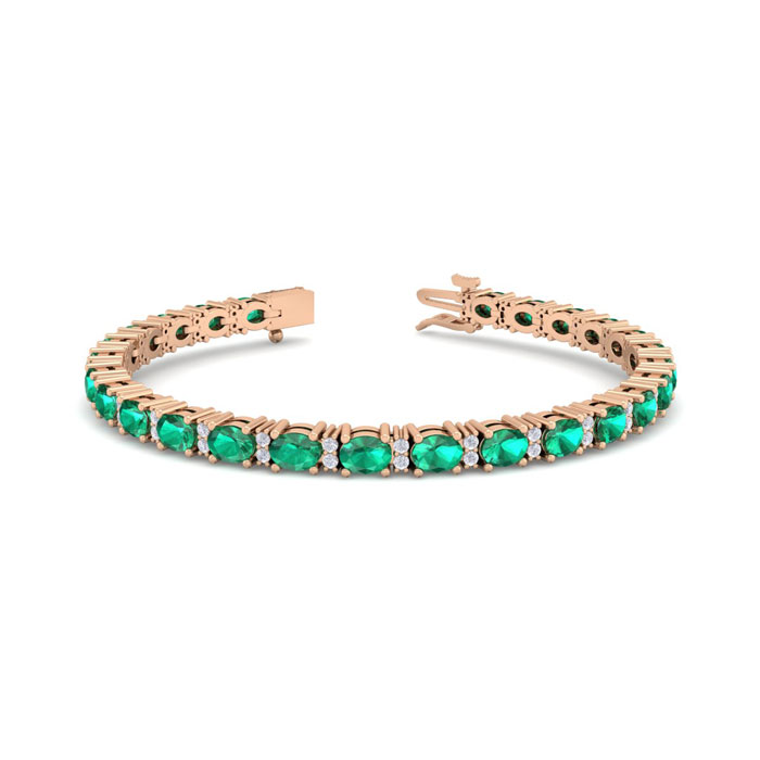 5 Carat Oval Shape Emerald Cut & Diamond Bracelet in 14K Rose Gold (10 g), 7 Inches,  by SuperJeweler