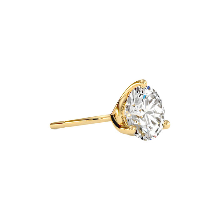 1 Carat Moissanite Martini Single Stud Earring In 14K Yellow Gold, E/F By SuperJeweler