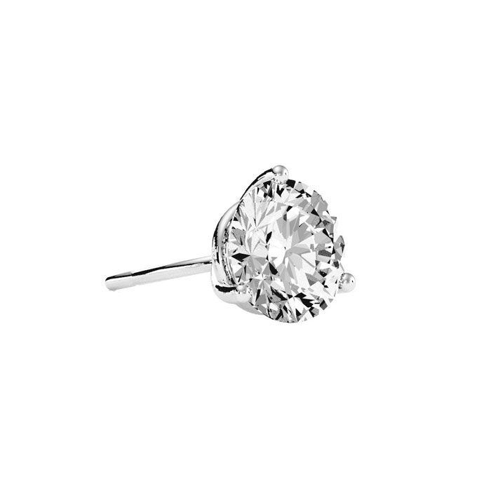 2 Carat Moissanite Martini Single Stud Earring In 14K White Gold, E/F By SuperJeweler