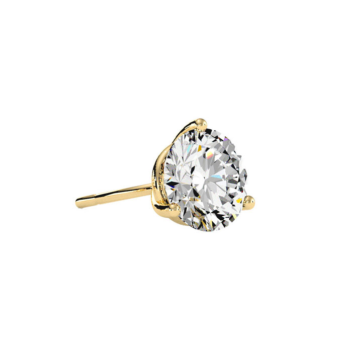 2 Carat Moissanite Martini Single Stud Earring in 14K Yellow Gold, E/F Color by SuperJeweler