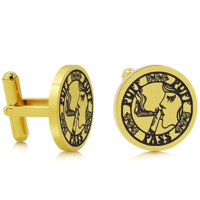 Octavius Puff Puff Pass Cufflinks, Yellow Gold