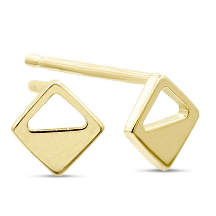 14K Yellow Gold (.80 g) Geometric Stud Earrings by SuperJeweler