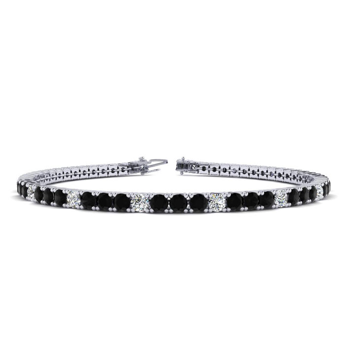 2 3/4 Carat Men's Black Diamond Tennis Bracelet, White Diamond, in 14K White Gold (10 g), 7.5 Inches,  by SuperJeweler