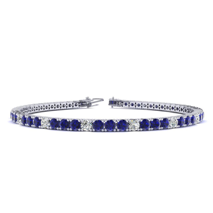 4 Carat Sapphire & Diamond Alternating Men's Tennis Bracelet in 14K White Gold (10 g), 7.5 Inches,  by SuperJeweler