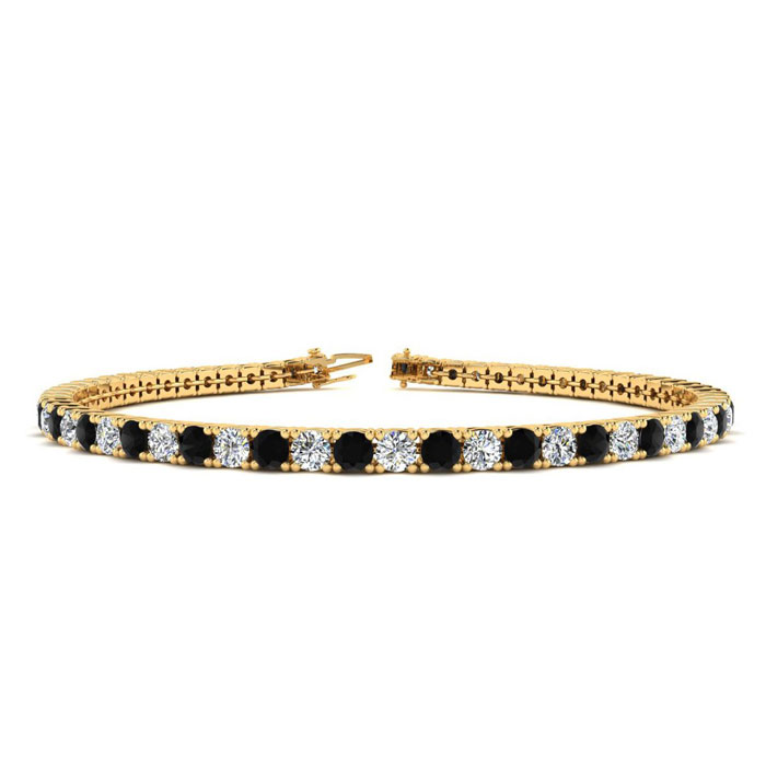 2 3/4 Carat Men's Black Diamond Tennis Bracelet, White Diamond, in 14K Yellow Gold (10 g), 7.5 Inches,  by SuperJeweler