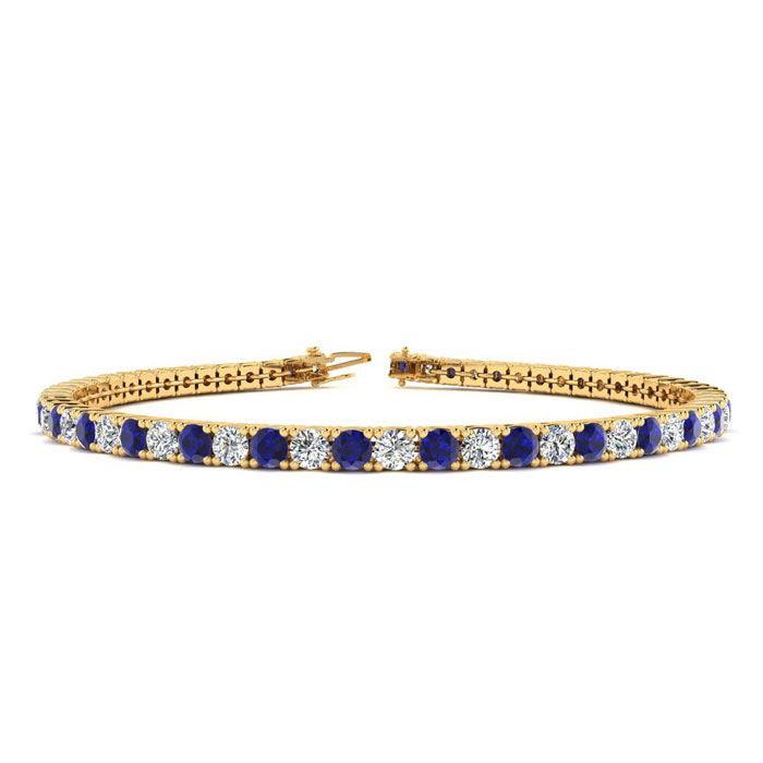 3 1/2 Carat Sapphire & Diamond Men's Tennis Bracelet in 14K Yellow Gold (10 g), 7.5 Inches,  by SuperJeweler