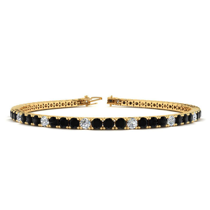 2 3/4 Carat Men's Black Diamond Tennis Bracelet, White Diamond, in 14K Yellow Gold (10 g), 7.5 Inches,  by SuperJeweler