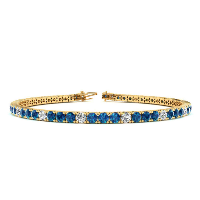 2 3/4 Carat Blue & White Diamond Men's Tennis Bracelet in 14K Yellow Gold (10 g), 7.5 Inches,  by SuperJeweler