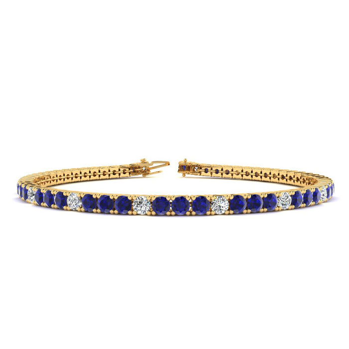 4 1/4 Carat Sapphire & Diamond Alternating Men's Tennis Bracelet in 14K Yellow Gold (10.6 g), 8 Inches,  by SuperJeweler