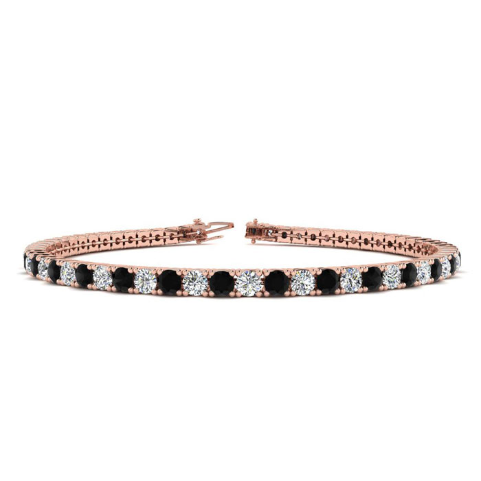 4 1/4 Carat Men's Black Diamond Tennis Bracelet, White Diamond, in 14K Rose Gold (10.1 g), 7.5 Inches,  by SuperJeweler