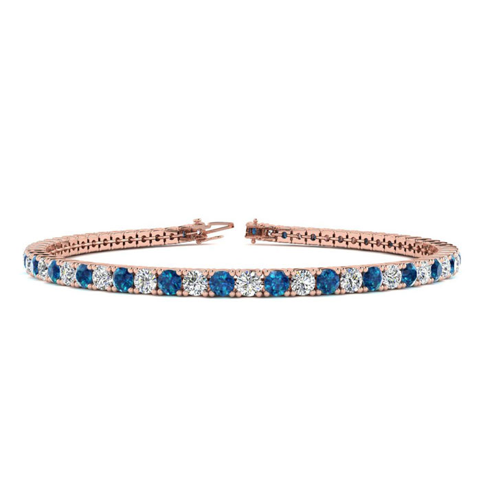 4 1/4 Carat Blue & White Diamond Men's Tennis Bracelet in 14K Rose Gold (10.1 g), 7.5 Inches,  by SuperJeweler