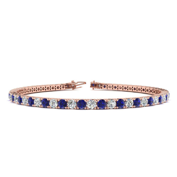 5 1/2 Carat Sapphire & Diamond Men's Tennis Bracelet in 14K Rose 