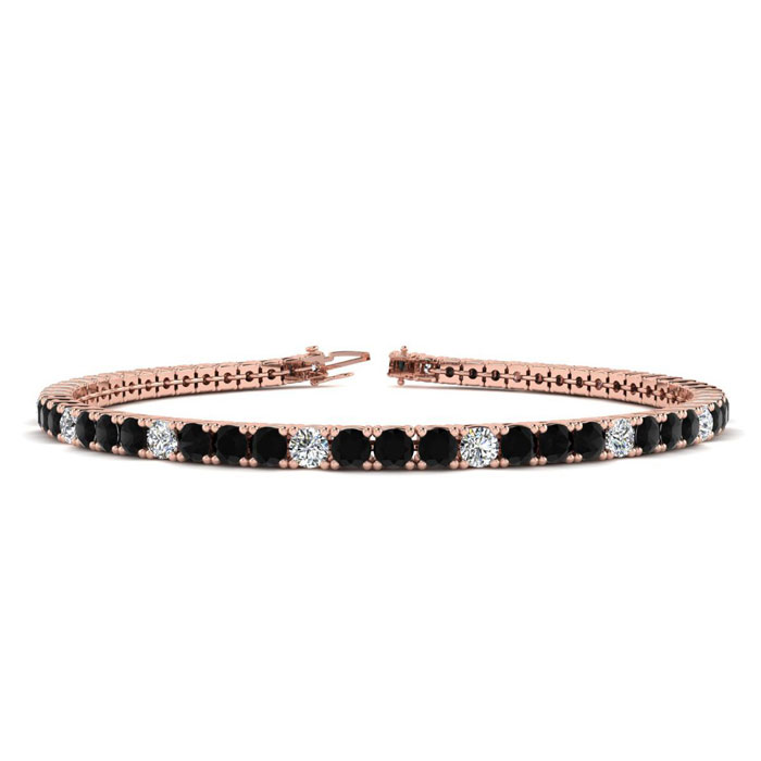 4 1/4 Carat Men's Black Diamond Tennis Bracelet, White Diamond, in 14K Rose Gold (10.1 g), 7.5 Inches,  by SuperJeweler