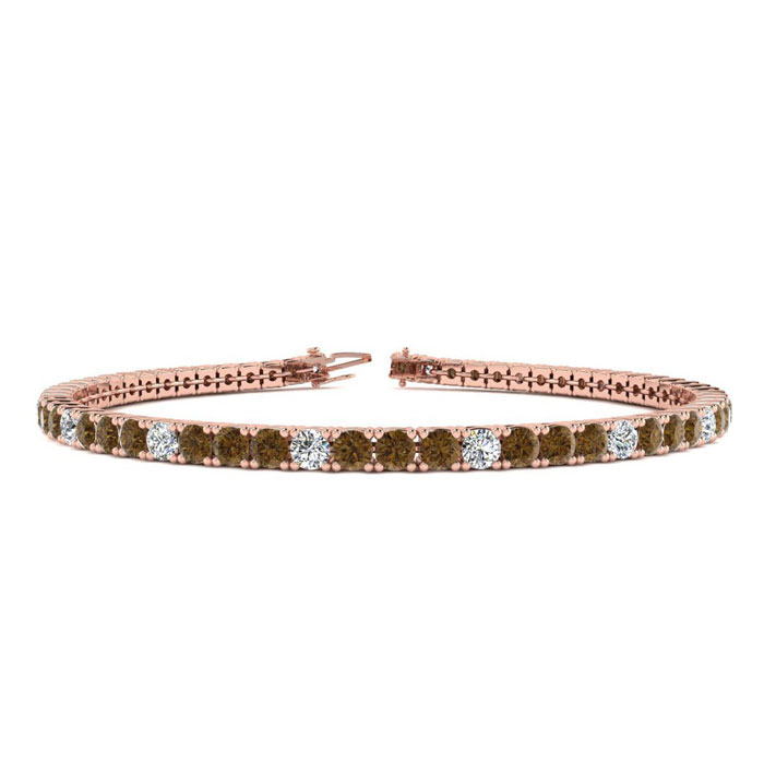 4 1/4 Carat Chocolate Bar Brown Champagne & White Diamond Alternating Men's Tennis Bracelet in 14K Rose Gold (10.1 g), 7.5 Inches,  by SuperJeweler