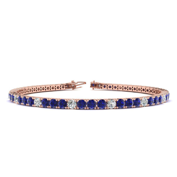 5 1/4 Carat Sapphire & Diamond Alternating Men's Tennis Bracelet in 14K Rose Gold (10.1 g), 7.5 Inches,  by SuperJeweler