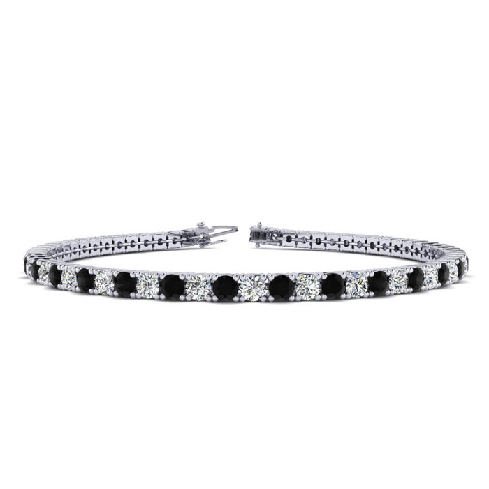 5 Carat Men's Black Diamond Tennis Bracelet, White Diamond, In 14K White Gold (12.1 G), 9 Inches, J/K By SuperJeweler