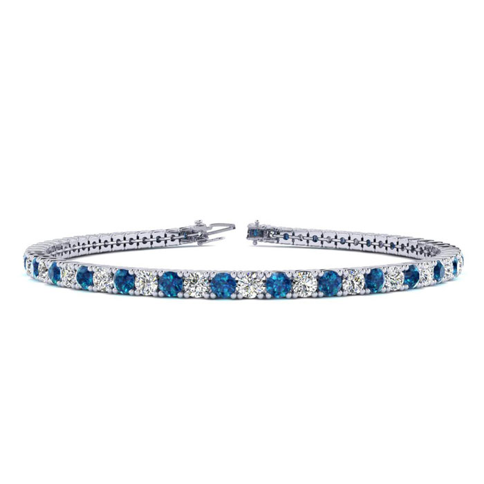 4 1/4 Carat Blue & White Diamond Men's Tennis Bracelet in 14K White Gold (10.1 g), 7.5 Inches,  by SuperJeweler