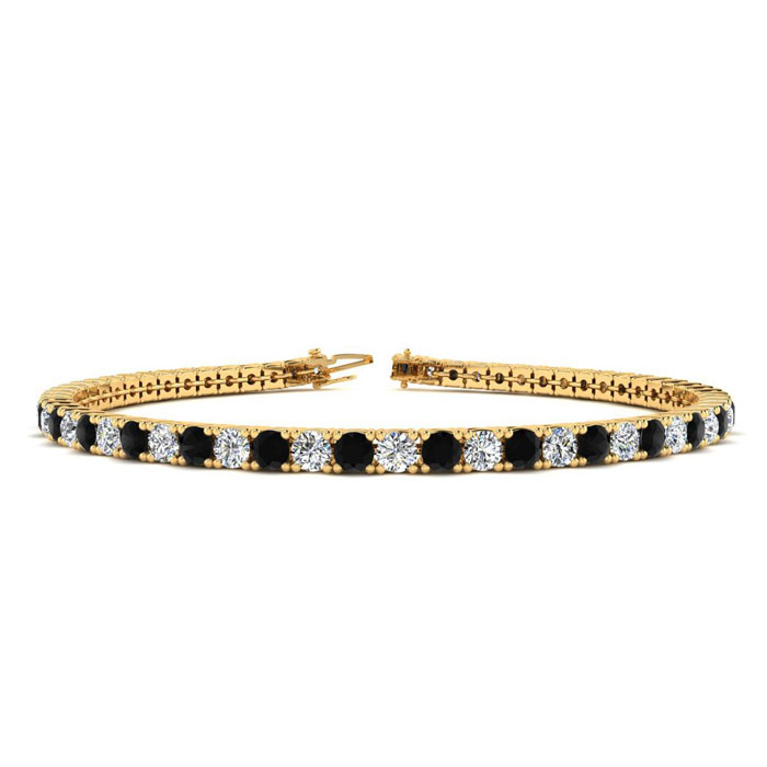 4 1/4 Carat Men's Black Diamond Tennis Bracelet, White Diamond, in 14K Yellow Gold (10.1 g), 7.5 Inches,  by SuperJeweler