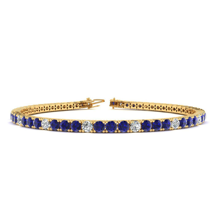 6 1/3 Carat Sapphire & Diamond Alternating Men's Tennis Bracelet in 14K Yellow Gold (12.1 g), 9 Inches,  by SuperJeweler