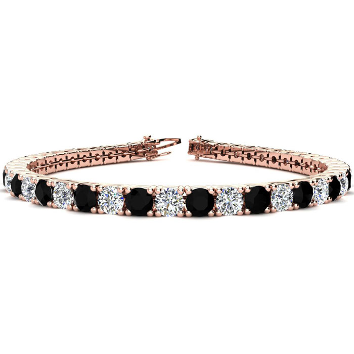 9 3/4 Carat Men's Black Diamond Tennis Bracelet, White Diamond, in 14K Rose Gold (12.9 g), 7.5 Inches,  by SuperJeweler