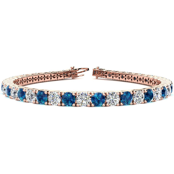 9 3/4 Carat Blue & White Diamond Men's Tennis Bracelet in 14K Rose Gold (12.9 g), 7.5 Inches,  by SuperJeweler