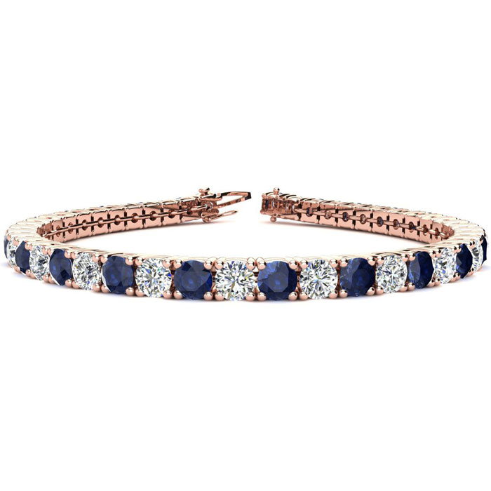 12 3/4 Carat Sapphire & Diamond Men's Tennis Bracelet in 14K Rose Gold (13.7 g), 8 Inches,  by SuperJeweler
