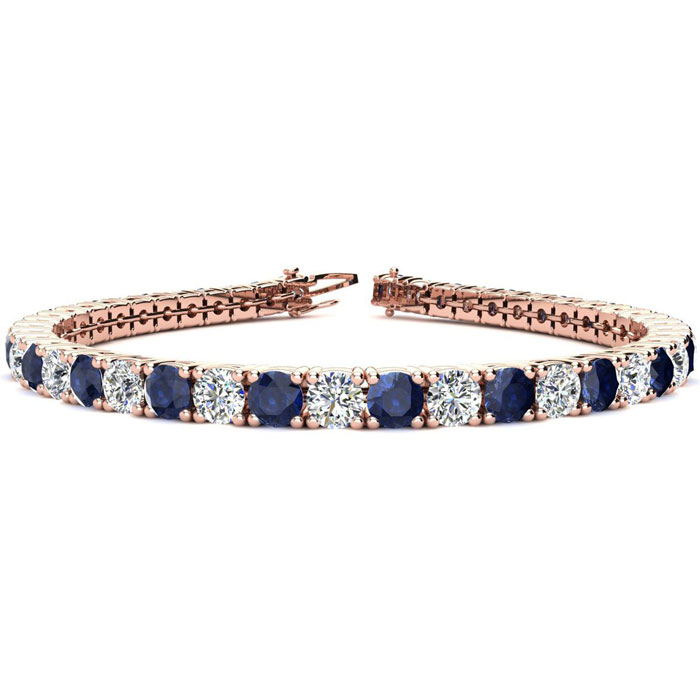 13 1/2 Carat Sapphire & Diamond Men's Tennis Bracelet in 14K Rose Gold (14.6 g), 8.5 Inches,  by SuperJeweler