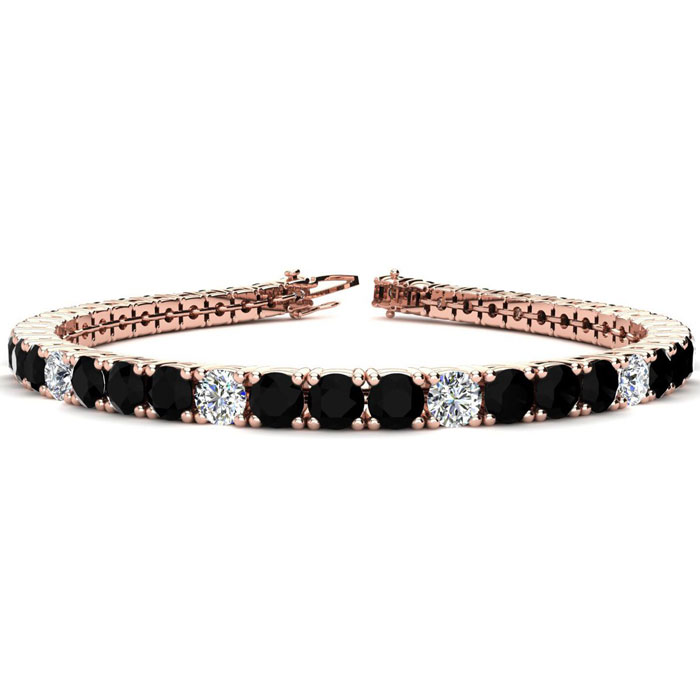 9 3/4 Carat Men's Black Diamond Tennis Bracelet, White Diamond, in 14K Rose Gold (12.9 g), 7.5 Inches,  by SuperJeweler