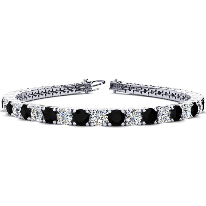 9 3/4 Carat Men's Black Diamond Tennis Bracelet  White Diamond  in 14K White Gold (12.9 g)  7.5 Inches by SuperJeweler