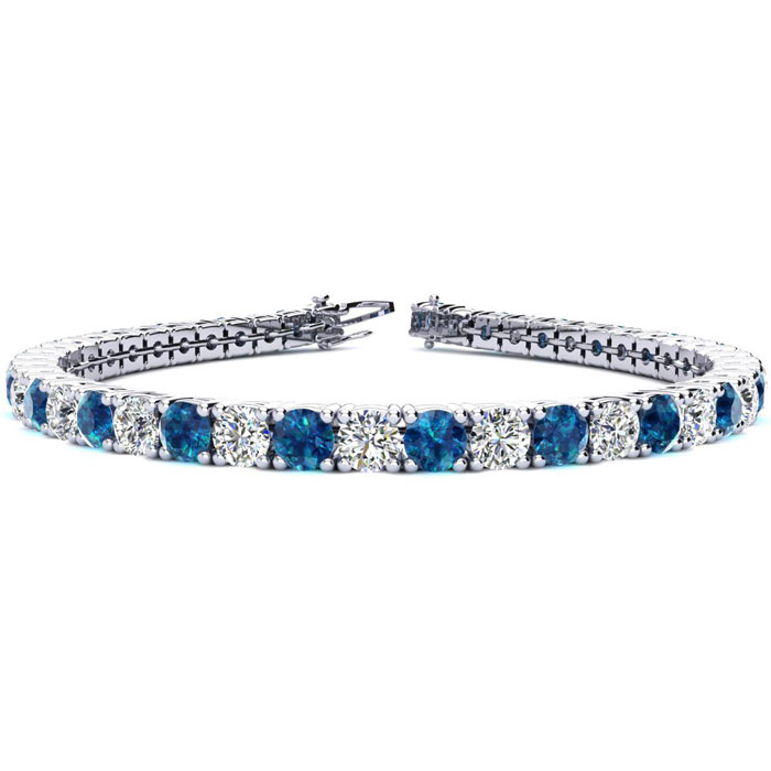 9 3/4 Carat Blue & White Diamond Men's Tennis Bracelet in 14K White Gold (12.9 g), 7.5 Inches,  by SuperJeweler