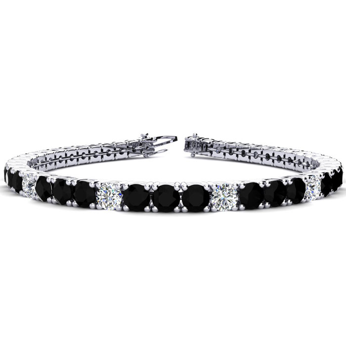 9 3/4 Carat Men's Black Diamond Tennis Bracelet  White Diamond  in 14K White Gold (12.9 g)  7.5 Inches by SuperJeweler