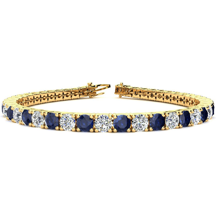 11 3/4 Carat Sapphire & Diamond Men's Tennis Bracelet in 14K Yellow Gold (12.9 g), 7.5 Inches,  by SuperJeweler