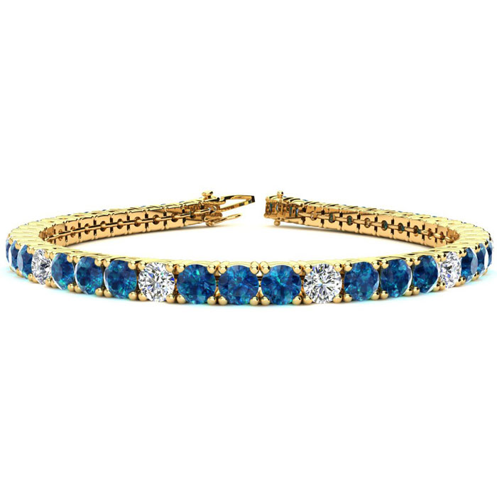 9 3/4 Carat Blue & White Diamond Alternating Men's Tennis Bracelet in 14K Yellow Gold (12.9 g), 7.5 Inches,  by SuperJeweler