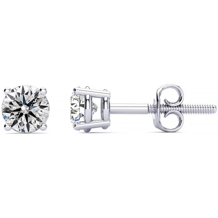 1 Carat Colorless Diamond Stud Earrings in 14K White Gold (1.4 Grams) (E-F,  Clarity Enhanced) by SuperJeweler