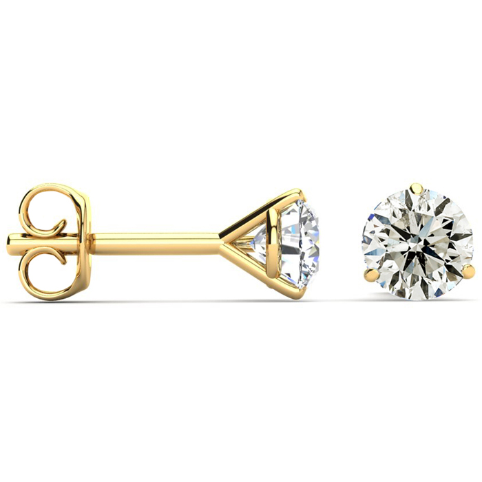 1.60 Carat Colorless Diamond Stud Earrings in 14K Yellow Gold (1.2 Gram) Martini Setting (F-G Color,  Clarity Enhanced) by SuperJeweler