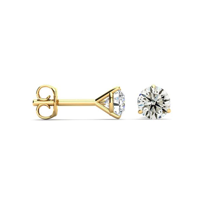 1.55 Carat Colorless Diamond Stud Earrings in 14K Yellow Gold Martini Setting (F-G Color,  Clarity Enhanced) by SuperJeweler