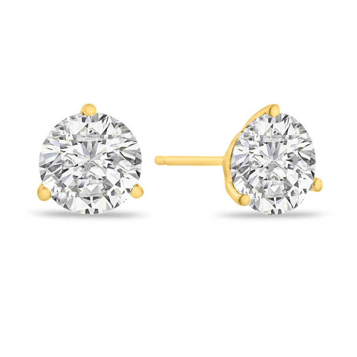 1.45 Carat Colorless Diamond Stud Earrings in 14K Yellow Gold Martini Setting (F-G Color,  Clarity Enhanced) by SuperJeweler