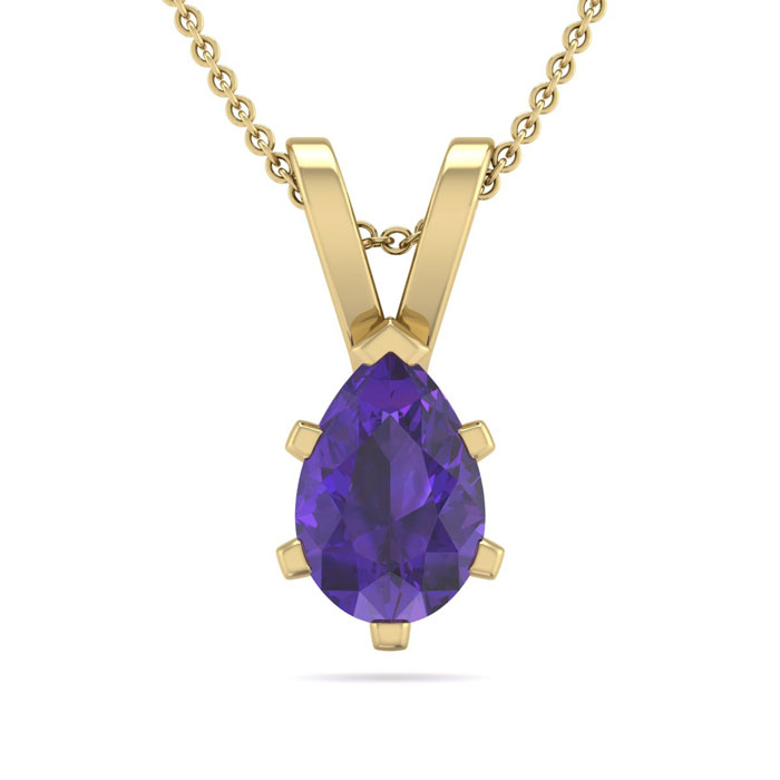 1/2 Carat Pear Shape Amethyst Necklace in 14K Yellow Gold Over Sterling Silver, 18 Inches by SuperJeweler