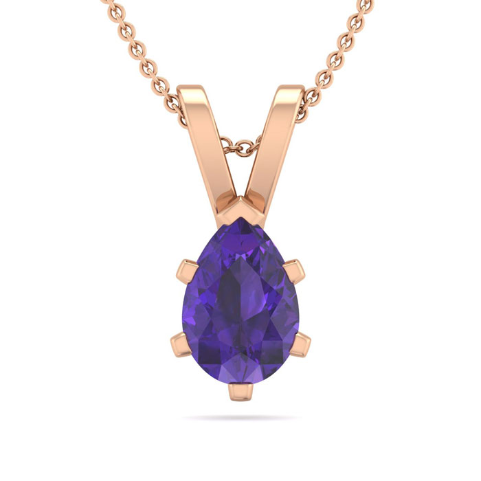 1/2 Carat Pear Shape Amethyst Necklace in 14K Rose Gold Over Sterling Silver, 18 Inches by SuperJeweler