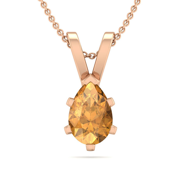 1/2 Carat Pear Shape Citrine Necklace in 14K Rose Gold Over Sterling Silver, 18 Inches by SuperJeweler